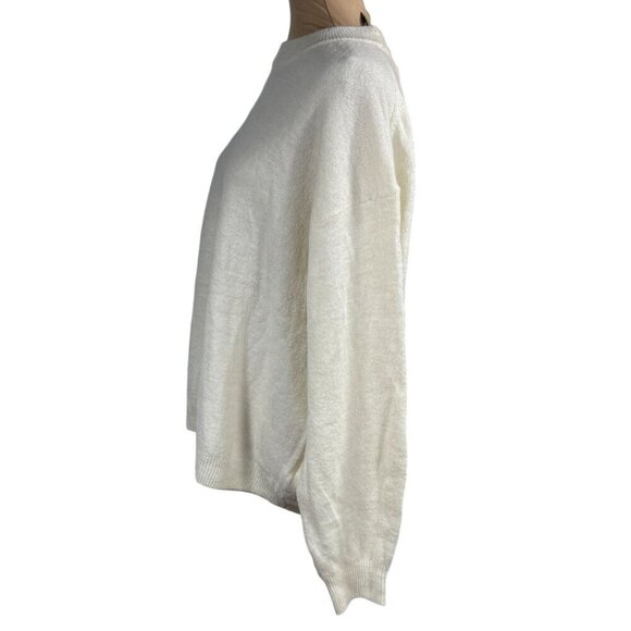 New H&M Crew Neck Sweater Women's Cream Long Sleeve Wool Blend Size XL - Picture 2 of 6